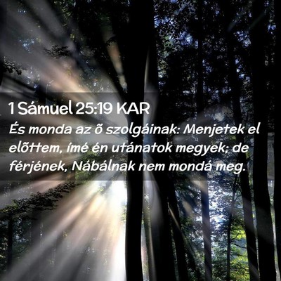 Picture 02 - 1 Sámuel 25:19 KAR - És monda az õ szolgáinak: Menjetek el - Bible Verse Picture