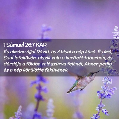Picture 02 - 1 Sámuel 26:7 KAR - És elméne éjjel Dávid, és Abisai a nép - Bible Verse Picture
