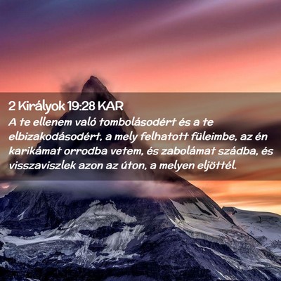 Picture 02 - 2 Királyok 19:28 KAR - A te ellenem való tombolásodért és a te - Bible Verse Picture
