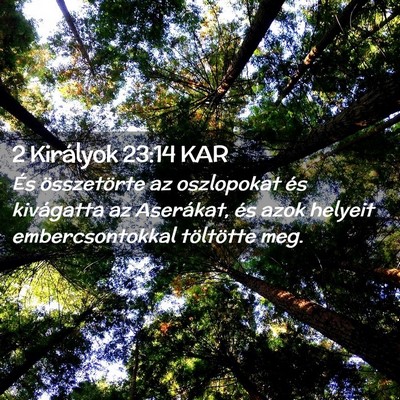 Picture 02 - 2 Királyok 23:14 KAR - És összetörte az oszlopokat és kivágatta az - Bible Verse Picture