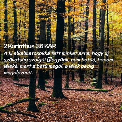 Picture 02 - 2 Korinthus 3:6 KAR - A ki alkalmatosokká tett minket arra, hogy új - Bible Verse Picture