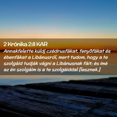 Picture 02 - 2 Krónika 2:8 KAR - Annakfelette küldj czédrusfákat, fenyõfákat - Bible Verse Picture