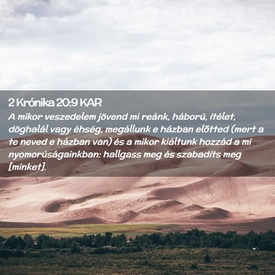 Picture 02 - 2 Krónika 20:9 KAR - A mikor veszedelem jövend mi reánk, háború, - Bible Verse Picture