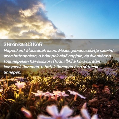 Picture 02 - 2 Krónika 8:13 KAR - Naponként áldozának azon, Mózes parancsolatja - Bible Verse Picture