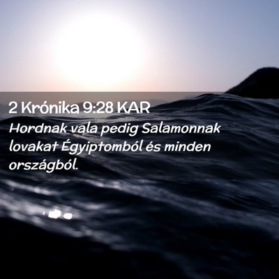Picture 02 - 2 Krónika 9:28 KAR - Hordnak vala pedig Salamonnak lovakat - Bible Verse Picture