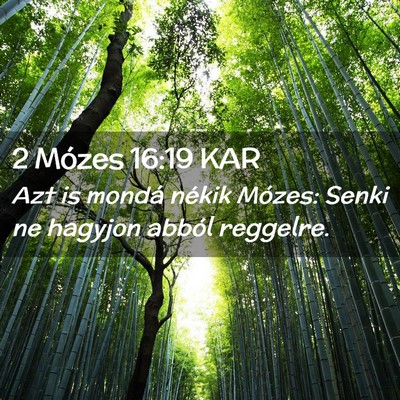 Picture 02 - 2 Mózes 16:19 KAR - Azt is mondá nékik Mózes: Senki ne hagyjon - Bible Verse Picture