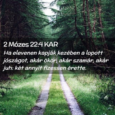 Picture 02 - 2 Mózes 22:4 KAR - Ha elevenen kapják kezében a lopott jószágot, - Bible Verse Picture