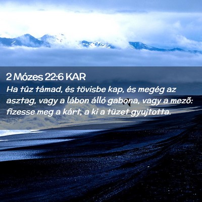 Picture 02 - 2 Mózes 22:6 KAR - Ha tûz támad, és tövisbe kap, és megég az - Bible Verse Picture