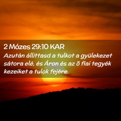 Picture 02 - 2 Mózes 29:10 KAR - Azután állíttasd a tulkot a gyülekezet - Bible Verse Picture