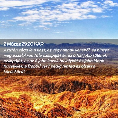 Picture 02 - 2 Mózes 29:20 KAR - Azután vágd le a kost, és végy annak - Bible Verse Picture