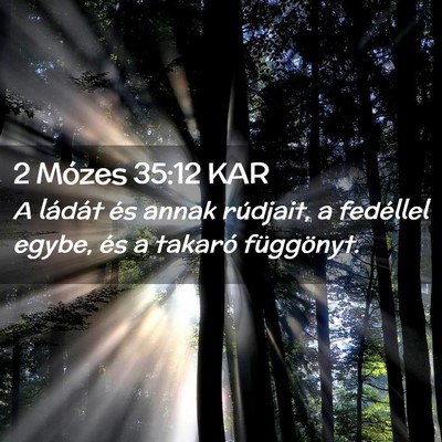 Picture 02 - 2 Mózes 35:12 KAR - A ládát és annak rúdjait, a fedéllel egybe, - Bible Verse Picture