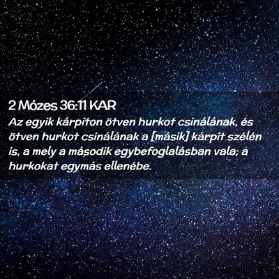 Picture 02 - 2 Mózes 36:11 KAR - Az egyik kárpiton ötven hurkot csinálának, - Bible Verse Picture