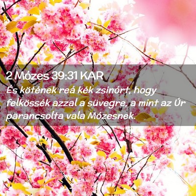Picture 02 - 2 Mózes 39:31 KAR - És kötének reá kék zsinórt, hogy - Bible Verse Picture