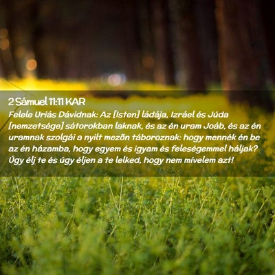 Picture 02 - 2 Sámuel 11:11 KAR - Felele Uriás Dávidnak: Az [Isten] ládája, - Bible Verse Picture