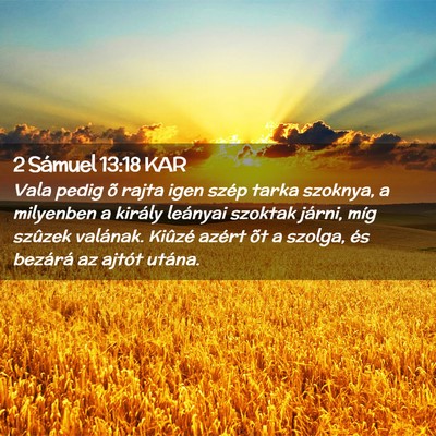 Picture 02 - 2 Sámuel 13:18 KAR - Vala pedig õ rajta igen szép tarka szoknya, a - Bible Verse Picture