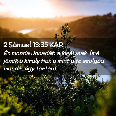 Picture 02 - 2 Sámuel 13:35 KAR - És monda Jonadáb a királynak: Ímé jõnek a - Bible Verse Picture