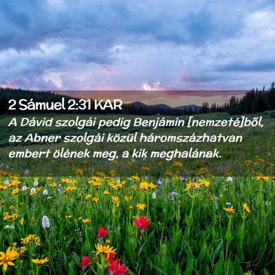 Picture 02 - 2 Sámuel 2:31 KAR - A Dávid szolgái pedig Benjámin [nemzeté]bõl, - Bible Verse Picture