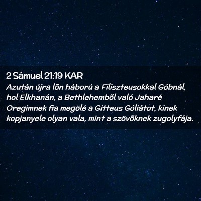 Picture 02 - 2 Sámuel 21:19 KAR - Azután újra lõn háború a Filiszteusokkal - Bible Verse Picture