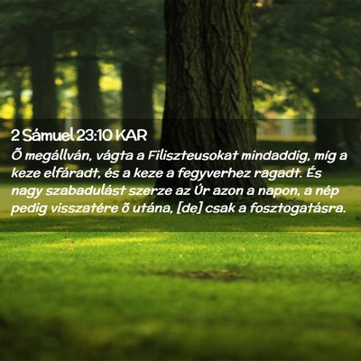Picture 02 - 2 Sámuel 23:10 KAR - Õ megállván, vágta a Filiszteusokat - Bible Verse Picture