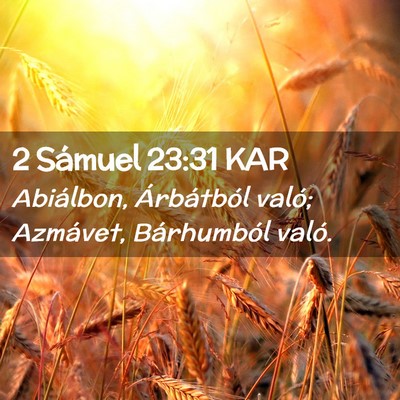 Picture 02 - 2 Sámuel 23:31 KAR - Abiálbon, Árbátból való; Azmávet, - Bible Verse Picture