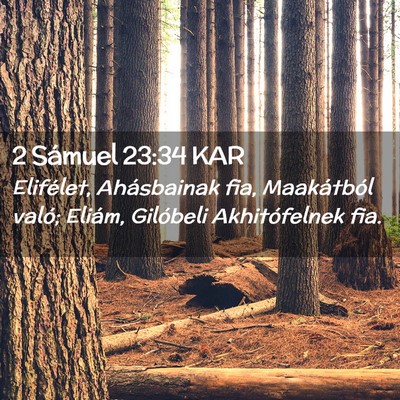 Picture 02 - 2 Sámuel 23:34 KAR - Elifélet, Ahásbainak fia, Maakátból való; - Bible Verse Picture