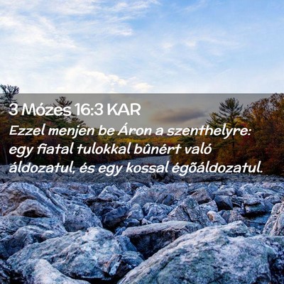 Picture 02 - 3 Mózes 16:3 KAR - Ezzel menjen be Áron a szenthelyre: egy fiatal - Bible Verse Picture