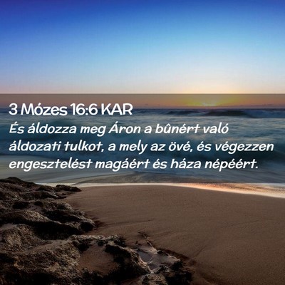 Picture 02 - 3 Mózes 16:6 KAR - És áldozza meg Áron a bûnért való áldozati - Bible Verse Picture