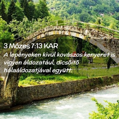 Picture 02 - 3 Mózes 7:13 KAR - A lepényeken kivül kovászos kenyeret is vigyen - Bible Verse Picture
