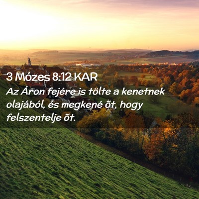Picture 02 - 3 Mózes 8:12 KAR - Az Áron fejére is tölte a kenetnek olajából, - Bible Verse Picture
