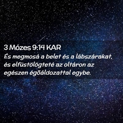 Picture 02 - 3 Mózes 9:14 KAR - És megmosá a belet és a lábszárakat, és - Bible Verse Picture