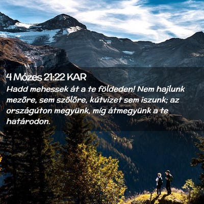 Picture 02 - 4 Mózes 21:22 KAR - Hadd mehessek át a te földeden! Nem hajlunk - Bible Verse Picture