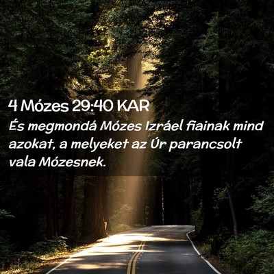 Picture 02 - 4 Mózes 29:40 KAR - És megmondá Mózes Izráel fiainak mind azokat, - Bible Verse Picture