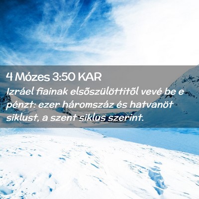 Picture 02 - 4 Mózes 3:50 KAR - Izráel fiainak elsõszülöttitõl vevé be e - Bible Verse Picture