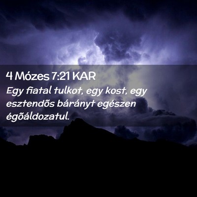 Picture 02 - 4 Mózes 7:21 KAR - Egy fiatal tulkot, egy kost, egy esztendõs - Bible Verse Picture