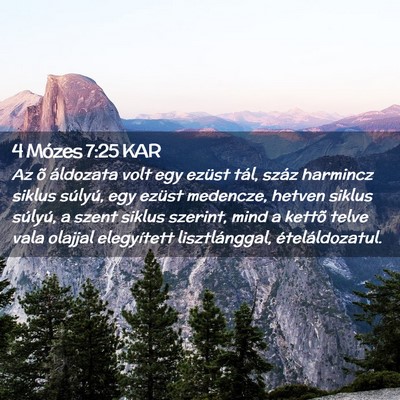 Picture 02 - 4 Mózes 7:25 KAR - Az õ áldozata volt egy ezüst tál, száz - Bible Verse Picture