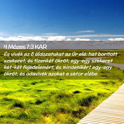Picture 02 - 4 Mózes 7:3 KAR - És vivék az õ áldozatukat az Úr elé: hat - Bible Verse Picture