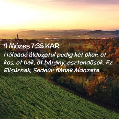 Picture 02 - 4 Mózes 7:35 KAR - Hálaadó áldozatul pedig két ökör, öt kos, - Bible Verse Picture