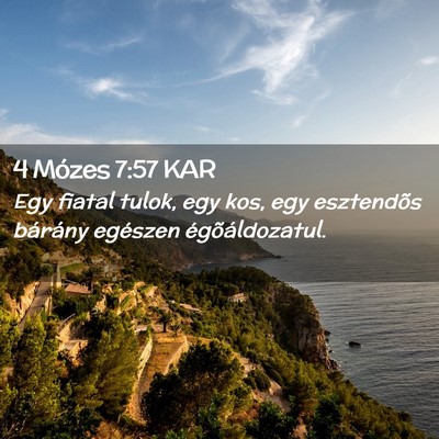 Picture 02 - 4 Mózes 7:57 KAR - Egy fiatal tulok, egy kos, egy esztendõs - Bible Verse Picture