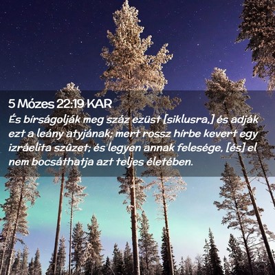Picture 02 - 5 Mózes 22:19 KAR - És bírságolják meg száz ezüst [siklusra,] - Bible Verse Picture