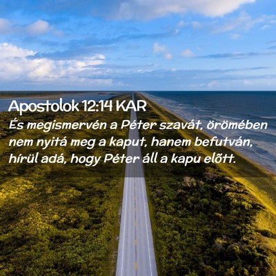 Picture 02 - Apostolok 12:14 KAR - És megismervén a Péter szavát, örömében - Bible Verse Picture