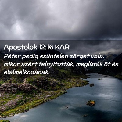 Picture 02 - Apostolok 12:16 KAR - Péter pedig szüntelen zörget vala: mikor - Bible Verse Picture