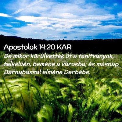Picture 02 - Apostolok 14:20 KAR - De mikor körülvették õt a tanítványok, - Bible Verse Picture