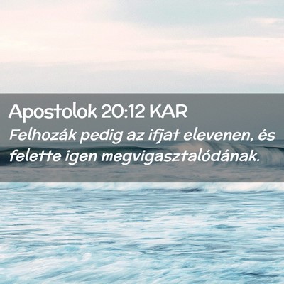 Picture 02 - Apostolok 20:12 KAR - Felhozák pedig az ifjat elevenen, és felette - Bible Verse Picture