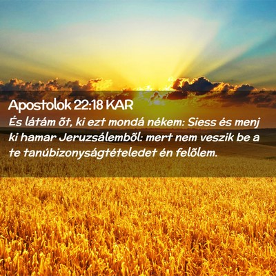 Picture 02 - Apostolok 22:18 KAR - És látám õt, ki ezt mondá nékem: Siess és - Bible Verse Picture