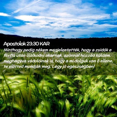 Picture 02 - Apostolok 23:30 KAR - Minthogy pedig nékem megjelentették, hogy a - Bible Verse Picture