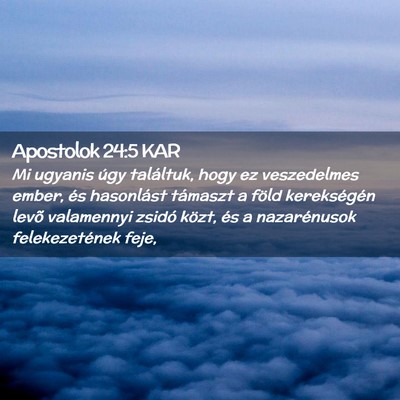 Picture 02 - Apostolok 24:5 KAR - Mi ugyanis úgy találtuk, hogy ez veszedelmes - Bible Verse Picture