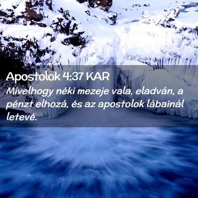 Picture 02 - Apostolok 4:37 KAR - Mivelhogy néki mezeje vala, eladván, a pénzt - Bible Verse Picture