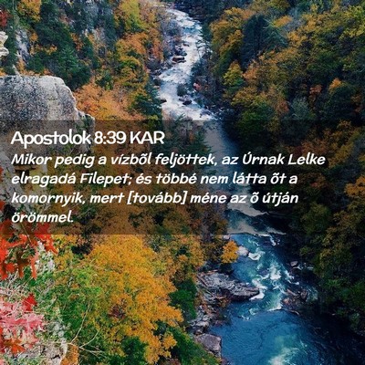 Picture 02 - Apostolok 8:39 KAR - Mikor pedig a vízbõl feljöttek, az Úrnak - Bible Verse Picture
