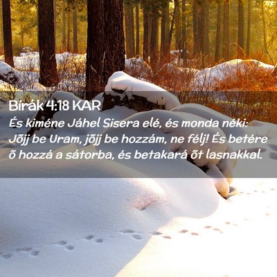 Picture 02 - Bírák 4:18 KAR - És kiméne Jáhel Sisera elé, és monda néki: - Bible Verse Picture
