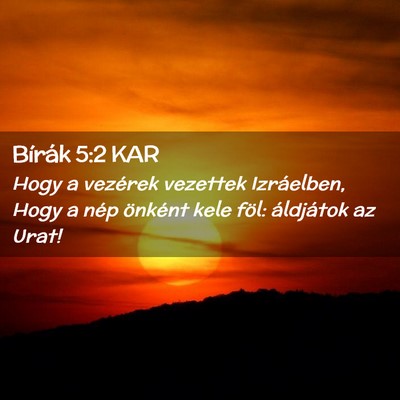Picture 02 - Bírák 5:2 KAR - Hogy a vezérek vezettek Izráelben, Hogy a nép - Bible Verse Picture